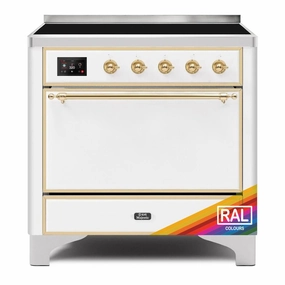 Ilve UMI09QNS3RAG Ilve Majestic Ii 36 Umi09Qns3Rag Freestanding Electric Range With Induction Single Oven With Solid Door In Ral Color With Brass Knobs Freestanding Ranges freestanding dual fuel range 30 inch