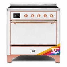 Ilve UMI09QNS3RAP Ilve Majestic Ii 36 Umi09Qns3Rap Freestanding Electric Range With Induction Single Oven With Solid Door In Ral Color With Copper Knobs Freestanding Ranges freestanding dual fuel range 30 inch