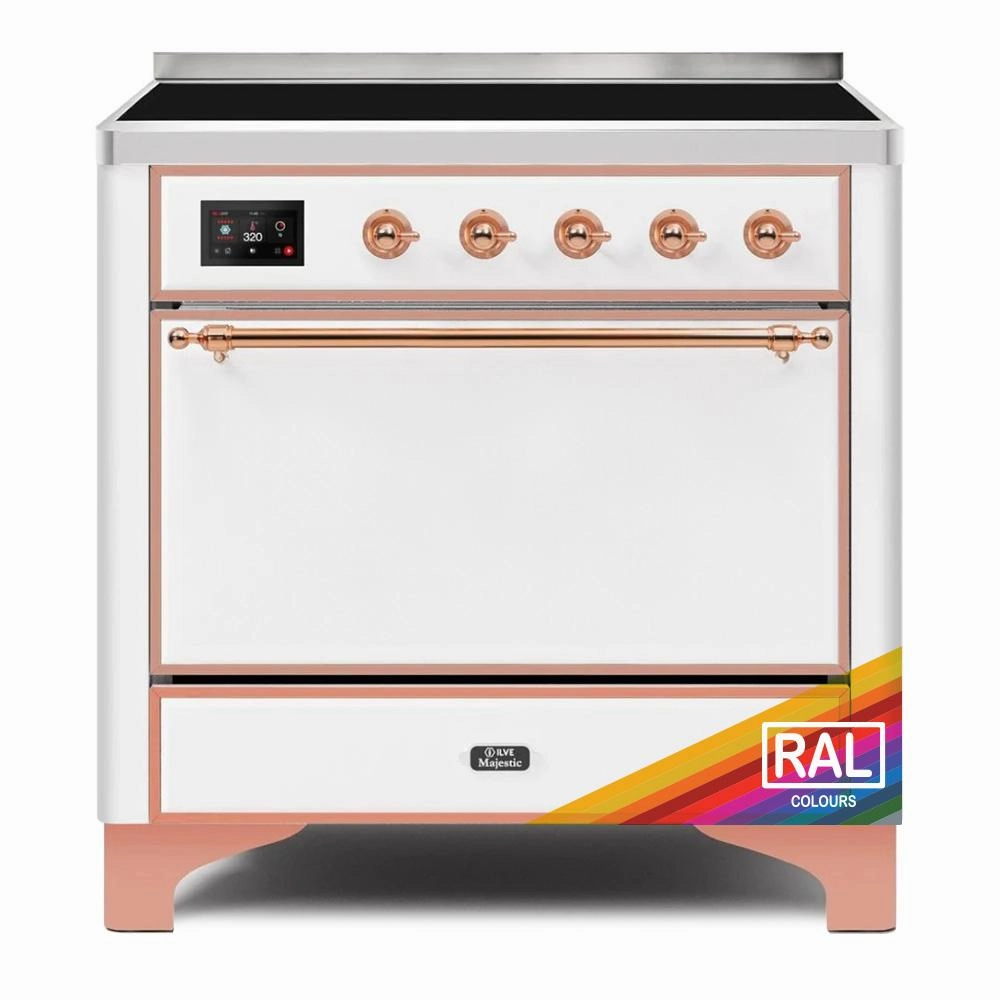 Ilve UMI09QNS3RAP Ilve Majestic Ii 36 Umi09Qns3Rap Freestanding Electric Range With Induction Single Oven With Solid Door In Ral Color With Copper Knobs Freestanding Ranges freestanding dual fuel range 30 inch
