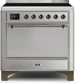 Ilve UMI09QNS3SSB Majestic Ii 36 Inch Electric Freestanding Range In Stainless Steel With Bronze Trim Freestanding Ranges freestanding dual fuel range 30 inch