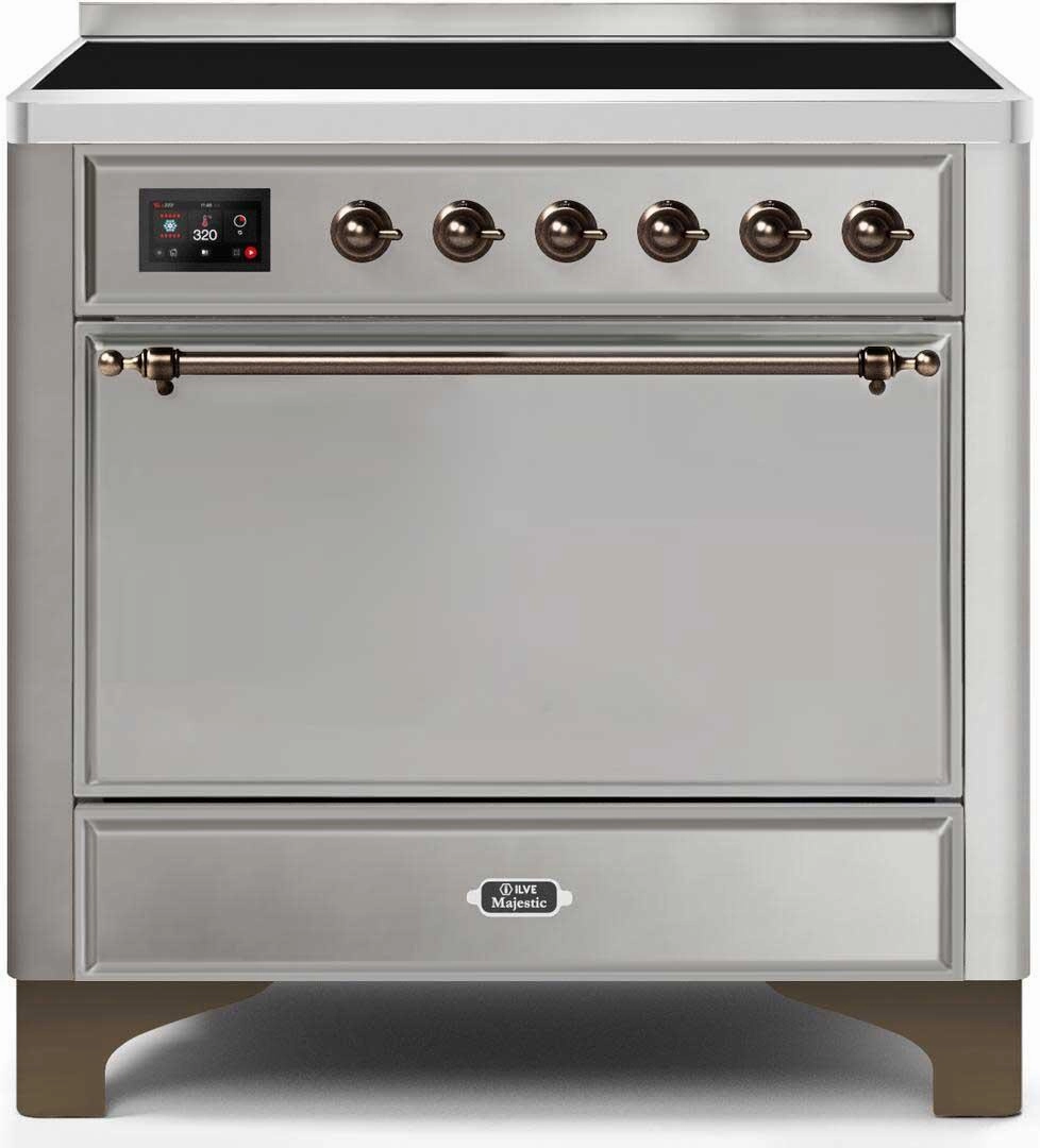 Ilve UMI09QNS3SSB Majestic Ii 36 Inch Electric Freestanding Range In Stainless Steel With Bronze Trim Freestanding Ranges freestanding dual fuel range 30 inch