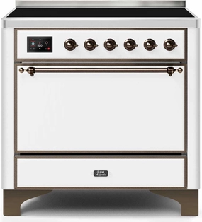 Ilve UMI09QNS3WHB Majestic Ii 36 Inch Electric Freestanding Range In White With Bronze Trim Freestanding Ranges freestanding dual fuel range 30 inch