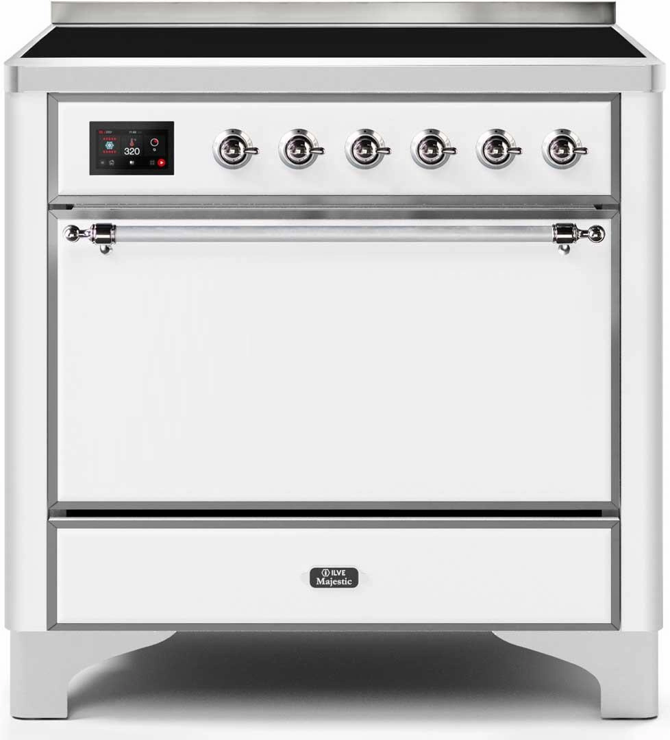 Ilve UMI09QNS3WHC Majestic Ii 36 Inch Electric Freestanding Range In White With Chrome Trim Freestanding Ranges freestanding dual fuel range 30 inch