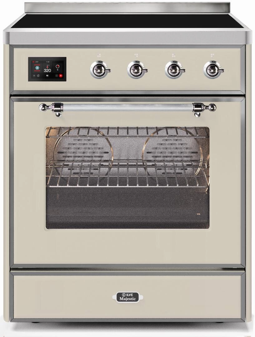 Ilve UMI30NE3AWC Majestic Ii 30 Inch Electric Freestanding Range In Antique White With Chrome Trim Freestanding Ranges freestanding dual fuel range 30 inch