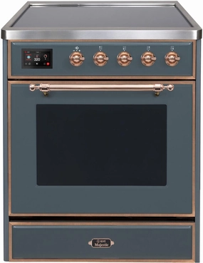 Ilve UMI30NE3BGP Majestic Ii 30 Inch Electric Freestanding Range In Blue Grey With Copper Trim Freestanding Ranges freestanding dual fuel range 30 inch