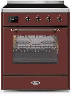 Ilve UMI30NE3BUB Majestic Ii 30 Inch Electric Freestanding Range In Burgundy With Bronze Trim Freestanding Ranges freestanding dual fuel range 30 inch