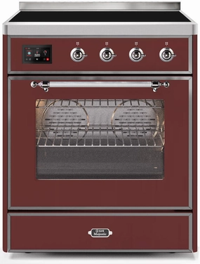 Ilve UMI30NE3BUC Majestic Ii 30 Inch Electric Freestanding Range In Burgundy With Chrome Trim Freestanding Ranges freestanding dual fuel range 30 inch