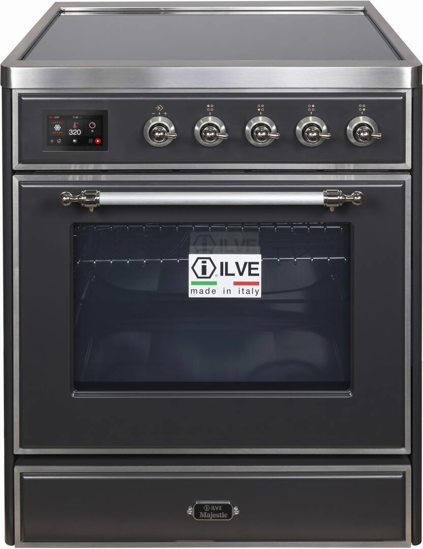 Ilve UMI30NE3MGC Majestic Ii 30 Inch Electric Freestanding Range In Matte Graphite With Chrome Trim Freestanding Ranges freestanding dual fuel range 30 inch