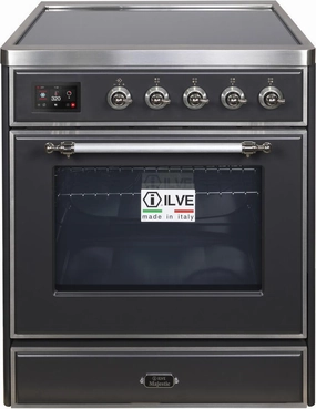 Ilve UMI30NE3MGC Majestic Ii 30 Inch Electric Freestanding Range In Matte Graphite With Chrome Trim Freestanding Ranges freestanding dual fuel range 30 inch