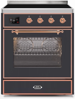 Ilve UMI30NE3MGP Majestic Ii 30 Inch Electric Freestanding Range In Matte Graphite With Copper Trim Freestanding Ranges freestanding dual fuel range 30 inch