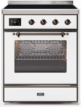 Ilve UMI30NE3WHB Majestic Ii 30 Inch Electric Freestanding Range In White With Bronze Trim Freestanding Ranges freestanding dual fuel range 30 inch