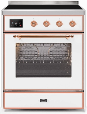 Ilve UMI30NE3WHP Majestic Ii 30 Inch Electric Freestanding Range In White With Copper Trim Freestanding Ranges freestanding dual fuel range 30 inch
