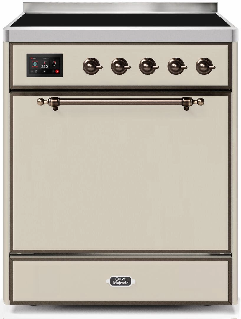 Ilve UMI30QNE3AWB Majestic Ii 30 Inch Electric Freestanding Range In Antique White With Bronze Trim Freestanding Ranges freestanding dual fuel range 30 inch
