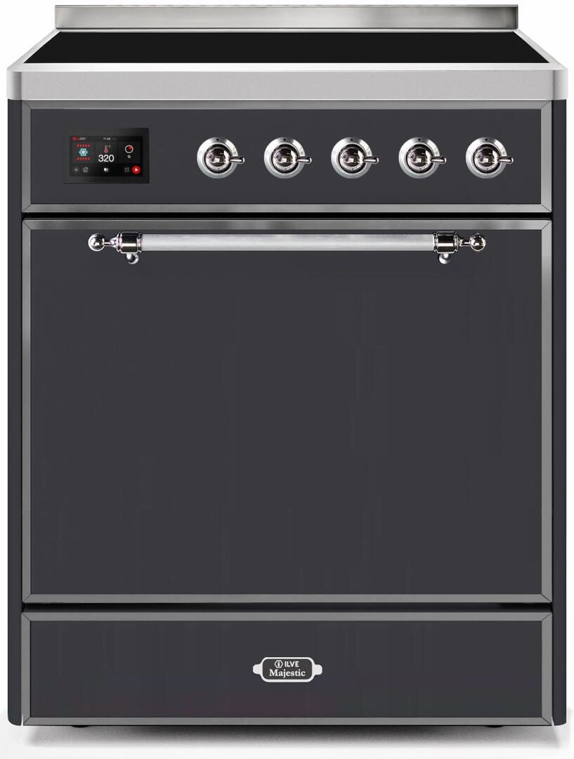 Ilve UMI30QNE3MGC Majestic Ii 30 Inch Electric Freestanding Range In Matte Graphite With Chrome Trim Freestanding Ranges freestanding dual fuel range 30 inch