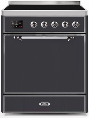 Ilve UMI30QNE3MGC Majestic Ii 30 Inch Electric Freestanding Range In Matte Graphite With Chrome Trim Freestanding Ranges freestanding dual fuel range 30 inch