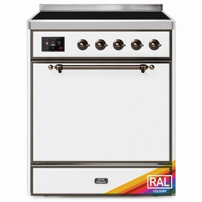 Ilve UMI30QNE3RAB Ilve Majestic Ii 30 Umi30Qne3Rab Freestanding Electric Range With Induction Single Oven With Solid Door In Ral Color With Bronze Knobs Freestanding Ranges freestanding dual fuel range 30 inch