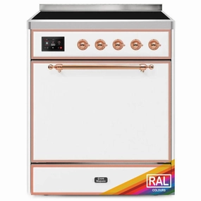 Ilve UMI30QNE3RAP Ilve Majestic Ii 30 Umi30Qne3Rap Freestanding Electric Range With Induction Single Oven With Solid Door In Ral Color With Copper Knobs Freestanding Ranges freestanding dual fuel range 30 inch