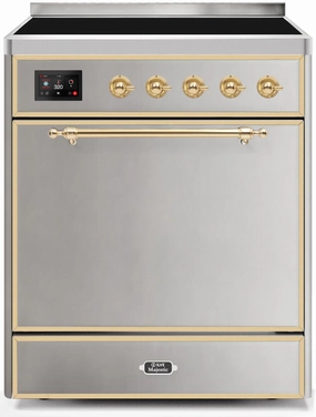 Ilve UMI30QNE3SSG Majestic Ii 30 Inch Electric Freestanding Range In Stainless Steel With Brass Trim Freestanding Ranges freestanding dual fuel range 30 inch