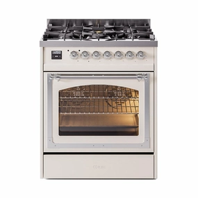Ilve UN30NMPAWCLP Ilve Un30Nmpawclp Nostalgie Ii Noblesse 30" Dual Fuel Range (Liquid Propane, Triple Glass Door, Antique White, Chrome) Freestanding Ranges freestanding dual fuel range 30 inch