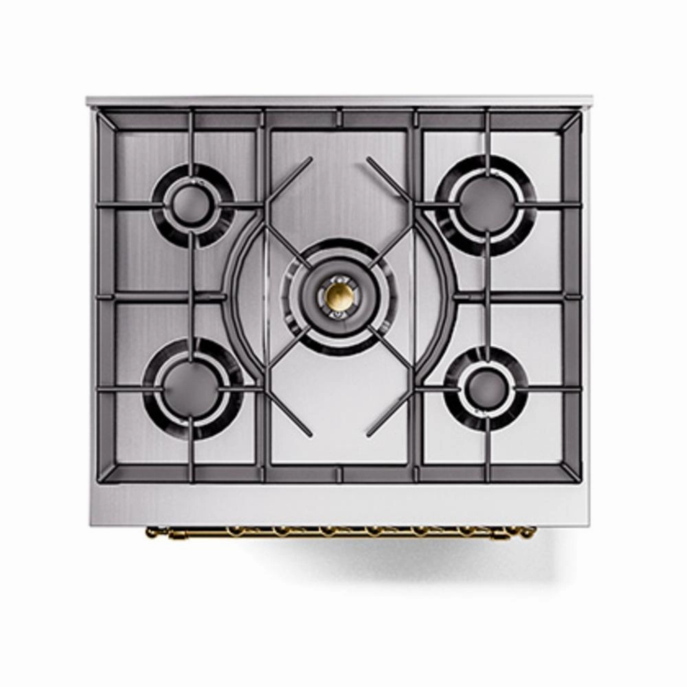 Ilve UN30NMPBUGLP Ilve Un30Nmpbuglp Nostalgie Ii Noblesse 30" Dual Fuel Range (Liquid Propane, Triple Glass Door, Burgundy, Brass)