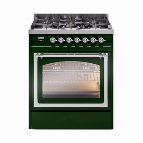 Ilve UN30NMPEGC Ilve Un30Nmpegc Nostalgie Ii Noblesse 30" Dual Fuel Range (Natural Gas, Triple Glass Door, Emerald Green, Chrome) Freestanding Ranges freestanding dual fuel range 30 inch