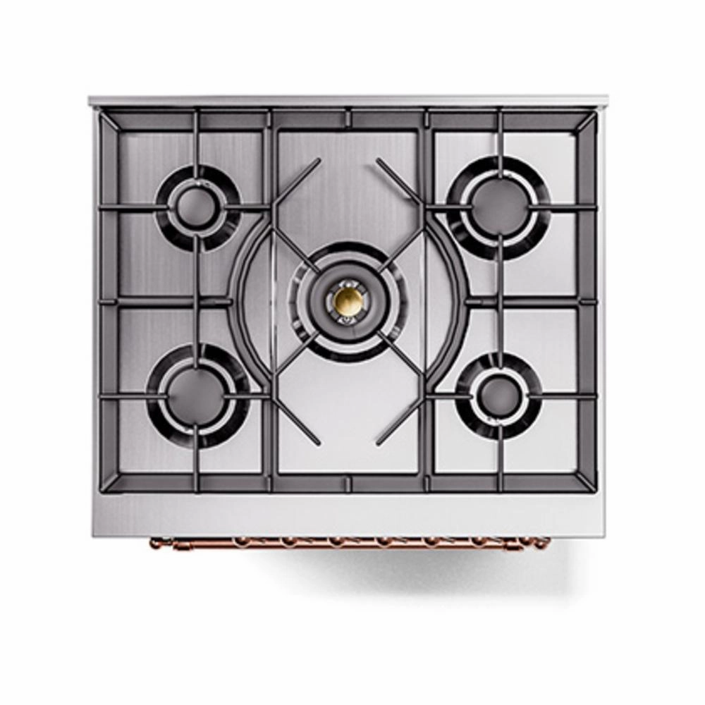 Ilve UN30NMPMBP Ilve Un30Nmpmbp Nostalgie Ii Noblesse 30" Dual Fuel Range (Natural Gas, Triple Glass Door, Midnight Blue, Copper)