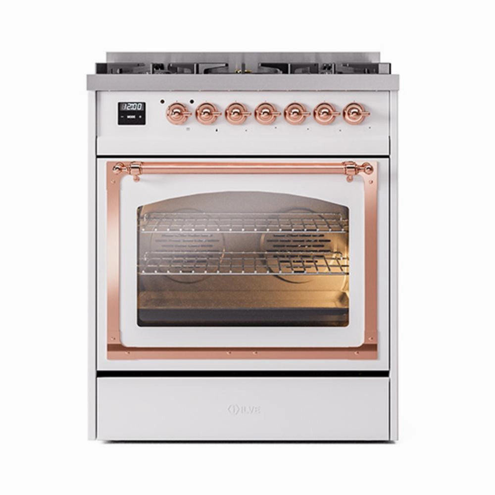 Ilve UN30NMPRAPLP Ilve Un30Nmpraplp Nostalgie Ii Noblesse 30" Dual Fuel Range (Liquid Propane, Triple Glass Door, Ral, Copper)