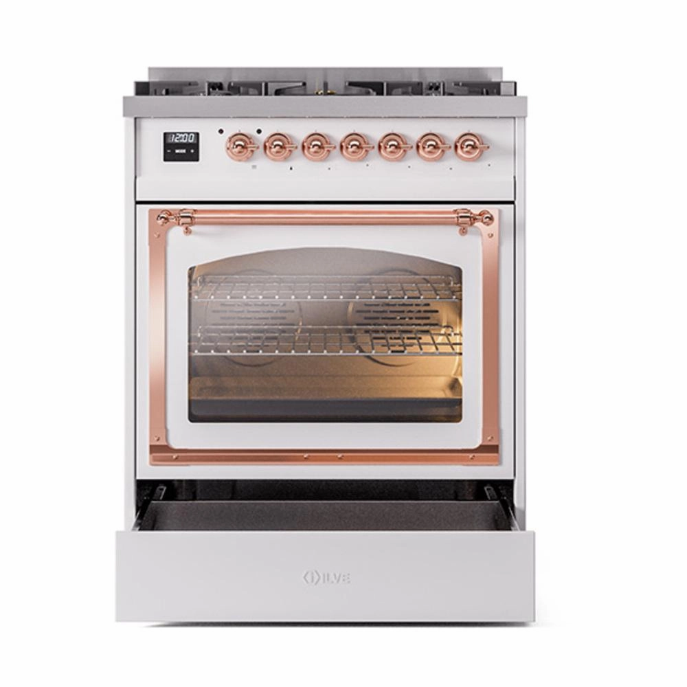 Ilve UN30NMPRAPLP Ilve Un30Nmpraplp Nostalgie Ii Noblesse 30" Dual Fuel Range (Liquid Propane, Triple Glass Door, Ral, Copper)