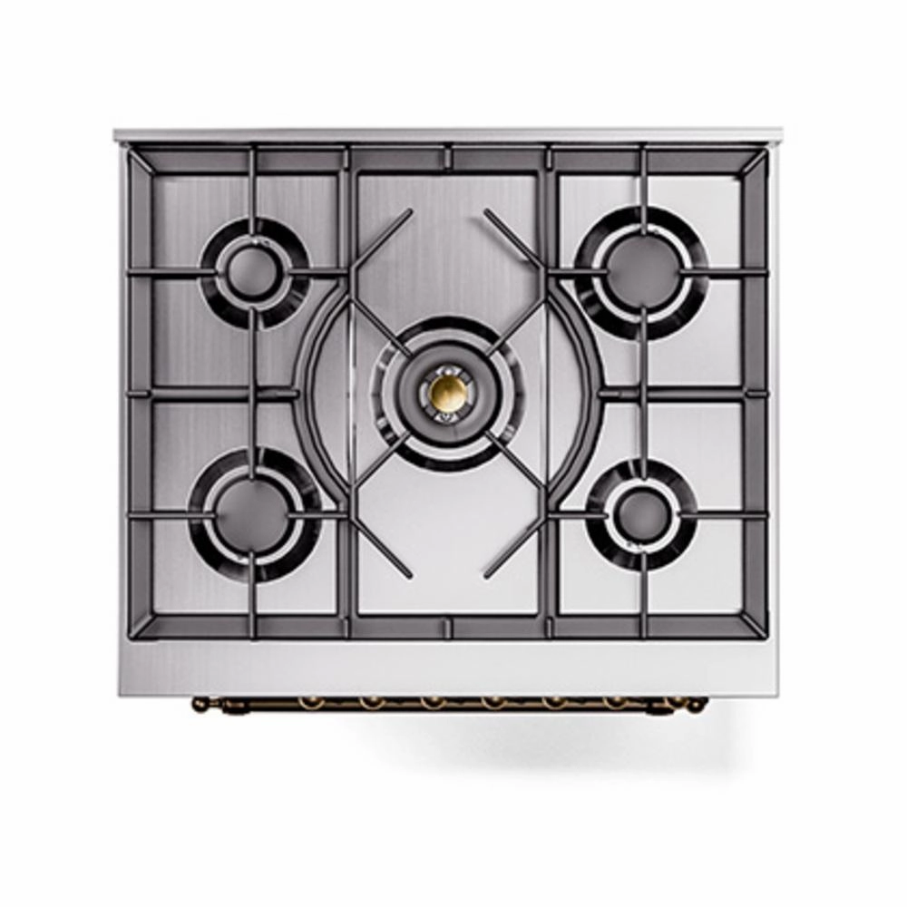 Ilve UN30NMPWHBLP Ilve Un30Nmpwhblp Nostalgie Ii Noblesse 30" Dual Fuel Range (Liquid Propane, Triple Glass Door, White, Burnished)