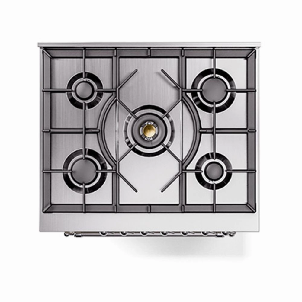 Ilve UN30QNMPBGC Ilve Un30Qnmpbgc Nostalgie Ii Noblesse 30" Dual Fuel Range (Natural Gas, Solid Door, Blue Grey, Chrome)
