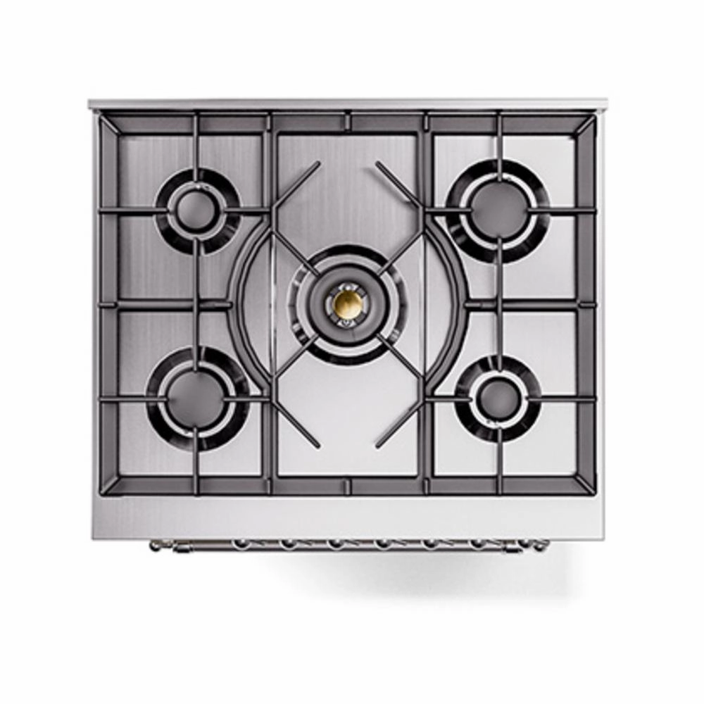 Ilve UN30QNMPBGCLP Ilve Un30Qnmpbgclp Nostalgie Ii Noblesse 30" Dual Fuel Range (Liquid Propane, Solid Door, Blue Grey, Chrome)