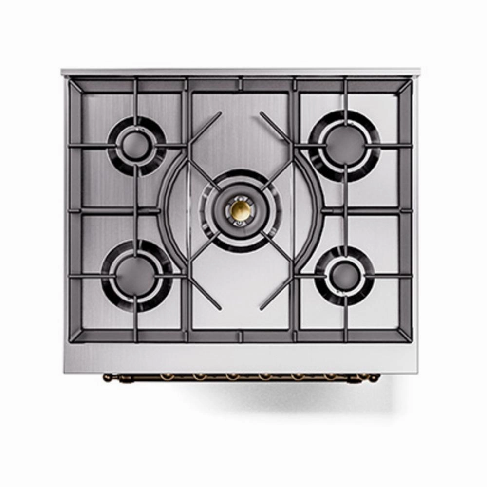 Ilve UN30QNMPEGBLP Ilve Un30Qnmpegblp Nostalgie Ii Noblesse 30" Dual Fuel Range (Liquid Propane, Solid Door, Emerald Green, Burnished)
