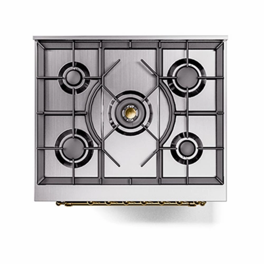 Ilve UN30QNMPMBG Ilve Un30Qnmpmbg Nostalgie Ii Noblesse 30" Dual Fuel Range (Natural Gas, Solid Door, Midnight Blue, Brass)