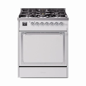 Ilve UN30QNMPWHCLP Ilve Un30Qnmpwhclp Nostalgie Ii Noblesse 30" Dual Fuel Range (Liquid Propane, Solid Door, White, Chrome) Freestanding Ranges freestanding dual fuel range 30 inch
