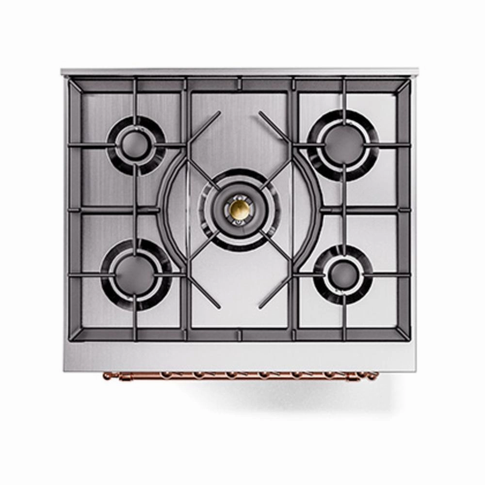 Ilve UN30QNMPWHP Ilve Un30Qnmpwhp Nostalgie Ii Noblesse 30" Dual Fuel Range (Natural Gas, Solid Door, White, Copper)