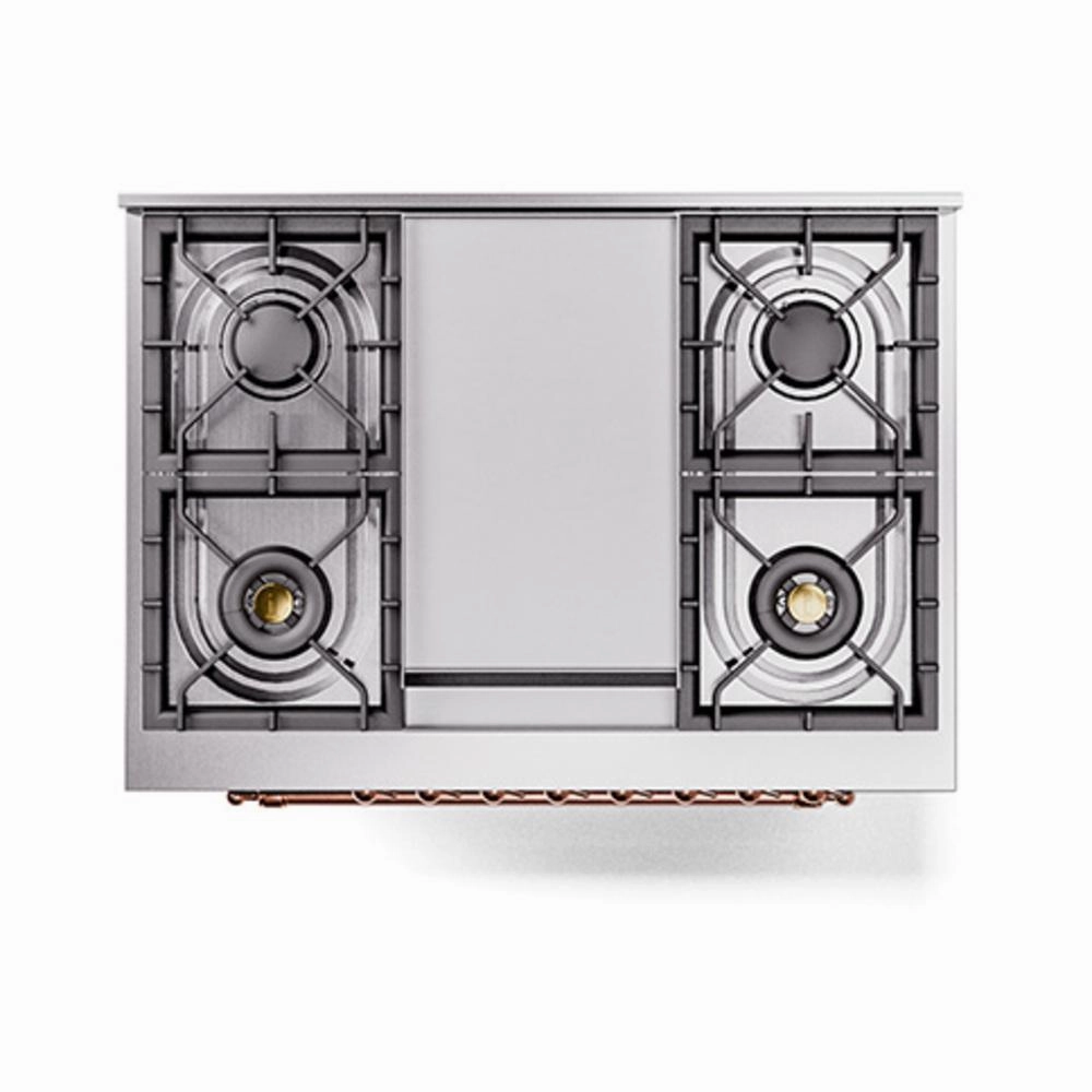 Ilve UN36FNMPBGPLP Ilve Un36Fnmpbgplp Nostalgie Ii Noblesse 36" Dual Fuel Range (Liquid Propane, Triple Glass Door, Blue Grey, Copper)