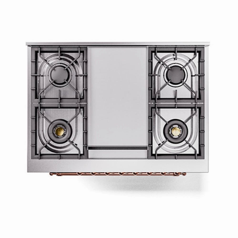 Ilve UN36FNMPBUPLP Ilve Un36Fnmpbuplp Nostalgie Ii Noblesse 36" Dual Fuel Range (Liquid Propane, Triple Glass Door, Burgundy, Copper)