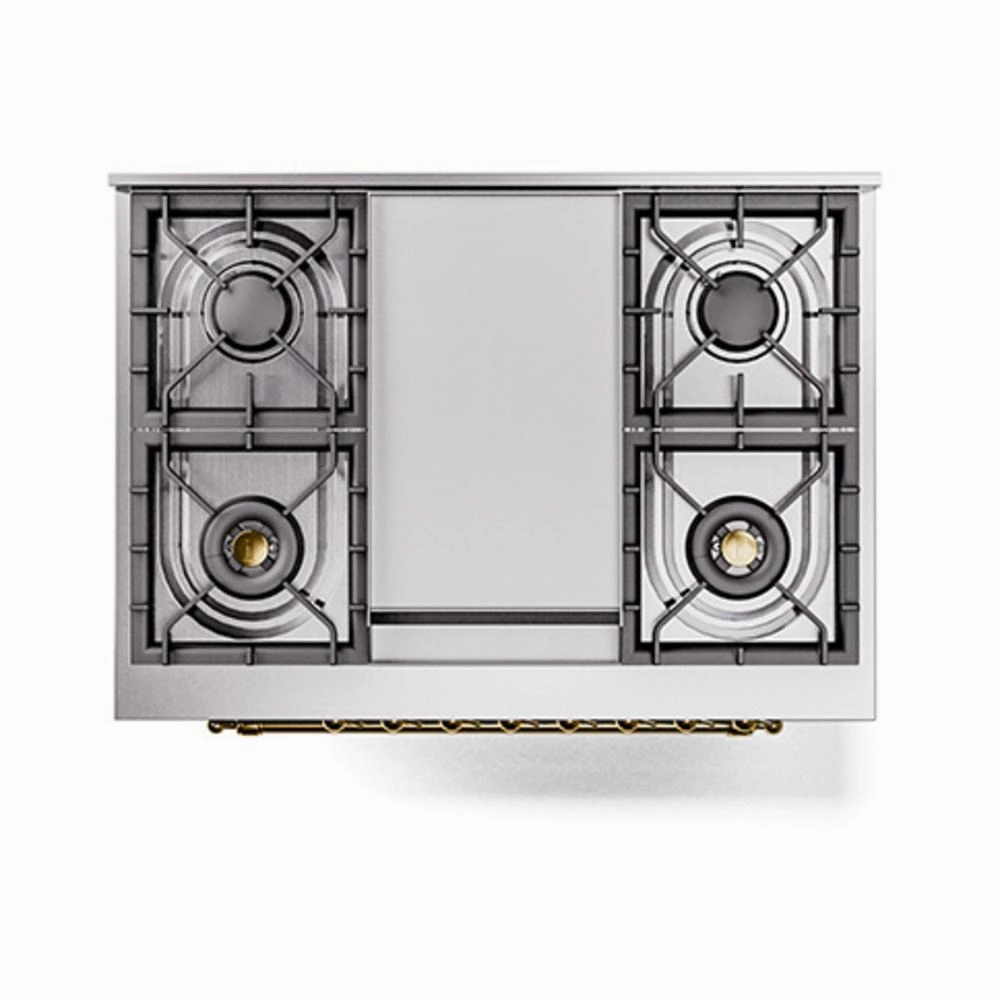 Ilve UN36FNMPMGGLP Ilve Un36Fnmpmgglp Nostalgie Ii Noblesse 36" Dual Fuel Range (Liquid Propane, Triple Glass Door, Graphite Matte, Brass)