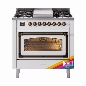 Ilve UN36FNMPRABLP Ilve Un36Fnmprablp Nostalgie Ii Noblesse 36" Dual Fuel Range (Liquid Propane, Triple Glass Door, Ral, Burnished) Freestanding Ranges freestanding dual fuel range 30 inch