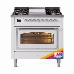Ilve UN36FNMPRAC Ilve Un36Fnmprac Nostalgie Ii Noblesse 36" Dual Fuel Range (Natural Gas, Triple Glass Door, Ral, Chrome) Freestanding Ranges freestanding dual fuel range 30 inch