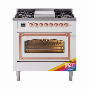 Ilve UN36FNMPRAP Ilve Un36Fnmprap Nostalgie Ii Noblesse 36" Dual Fuel Range (Natural Gas, Triple Glass Door, Ral, Copper) Freestanding Ranges freestanding dual fuel range 30 inch
