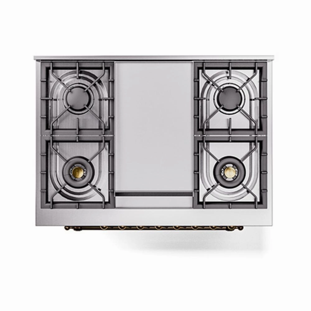 Ilve UN36FNMPSSBLP Ilve Un36Fnmpssblp Nostalgie Ii Noblesse 36" Dual Fuel Range (Liquid Propane, Triple Glass Door, Stainless Steel, Burnished)