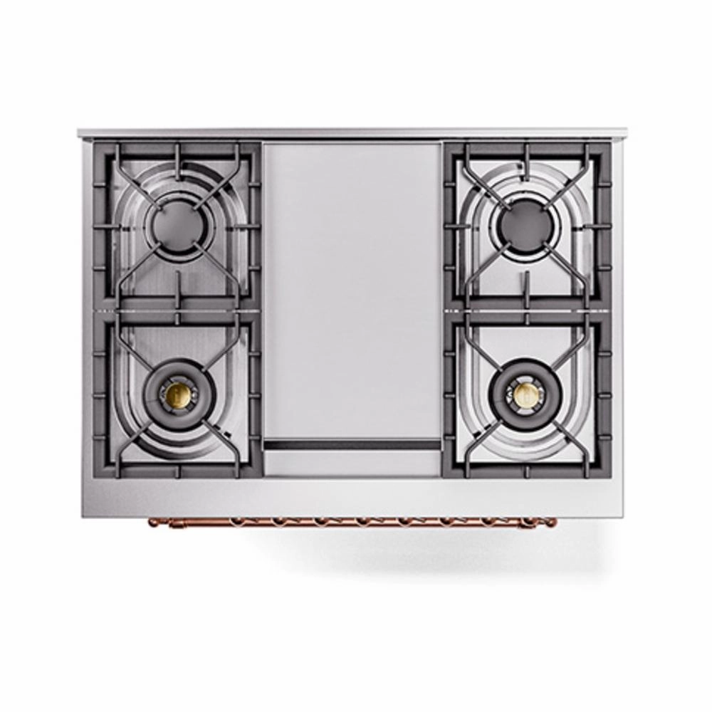 Ilve UN36FNMPWHPLP Ilve Un36Fnmpwhplp Nostalgie Ii Noblesse 36" Dual Fuel Range (Liquid Propane, Triple Glass Door, White, Copper)