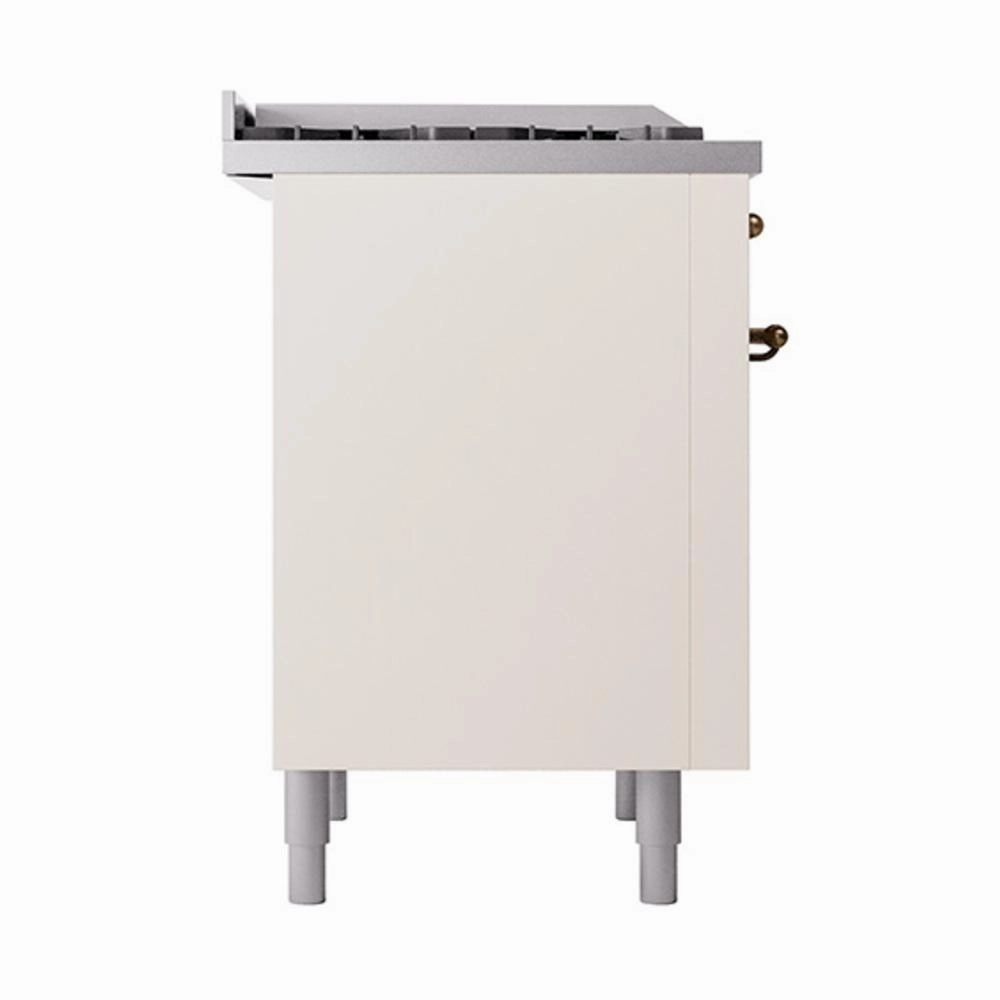 Ilve UN36FQNMPAWB Ilve Un36Fqnmpawb Nostalgie Ii Noblesse 36" Dual Fuel Range (Natural Gas, Solid Door, Antique White, Burnished)
