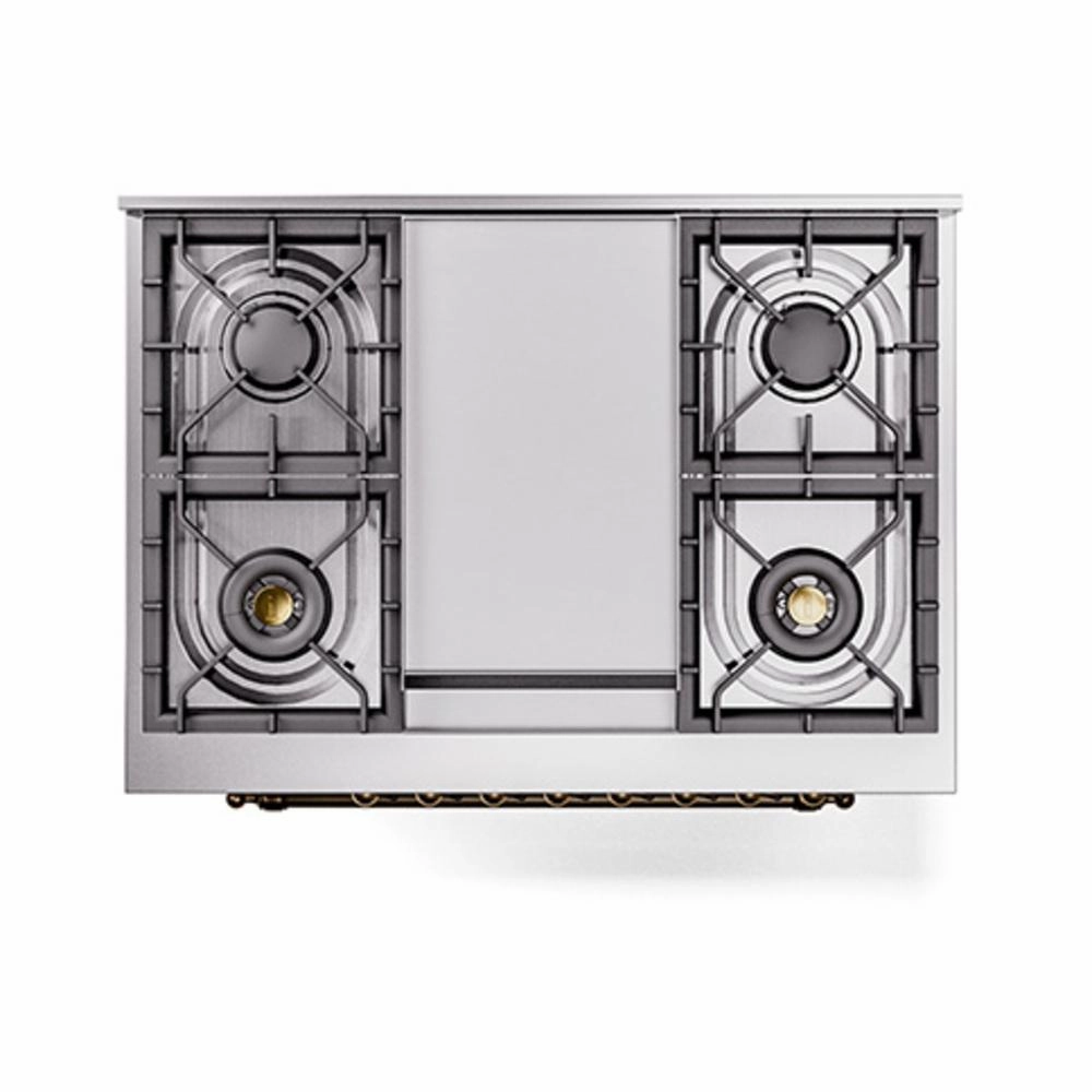 Ilve UN36FQNMPAWB Ilve Un36Fqnmpawb Nostalgie Ii Noblesse 36" Dual Fuel Range (Natural Gas, Solid Door, Antique White, Burnished)