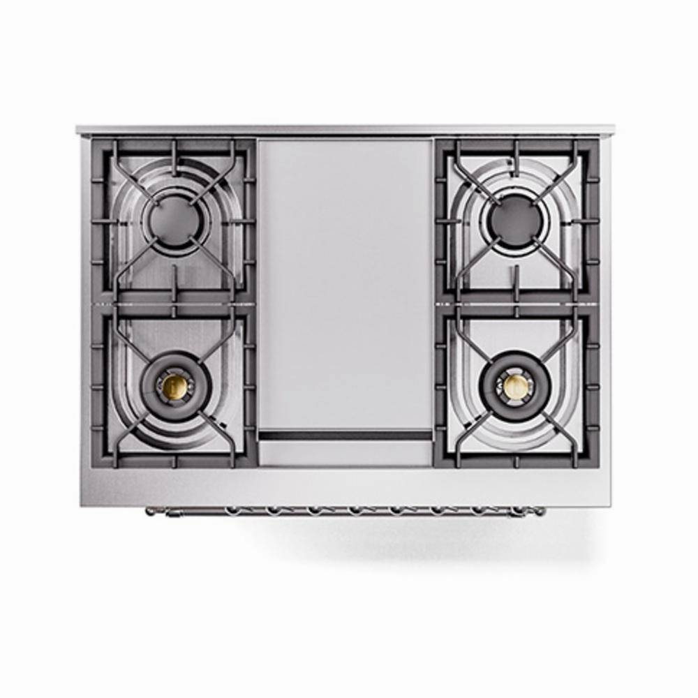 Ilve UN36FQNMPAWCLP Ilve Un36Fqnmpawclp Nostalgie Ii Noblesse 36" Dual Fuel Range (Liquid Propane, Solid Door, Antique White, Chrome)