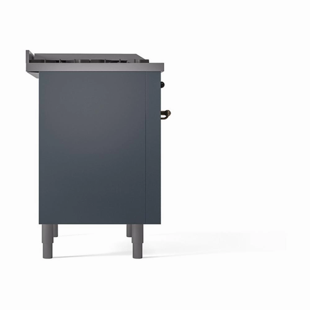 Ilve UN36FQNMPBGB Ilve Un36Fqnmpbgb Nostalgie Ii Noblesse 36" Dual Fuel Range (Natural Gas, Solid Door, Blue Grey, Burnished)