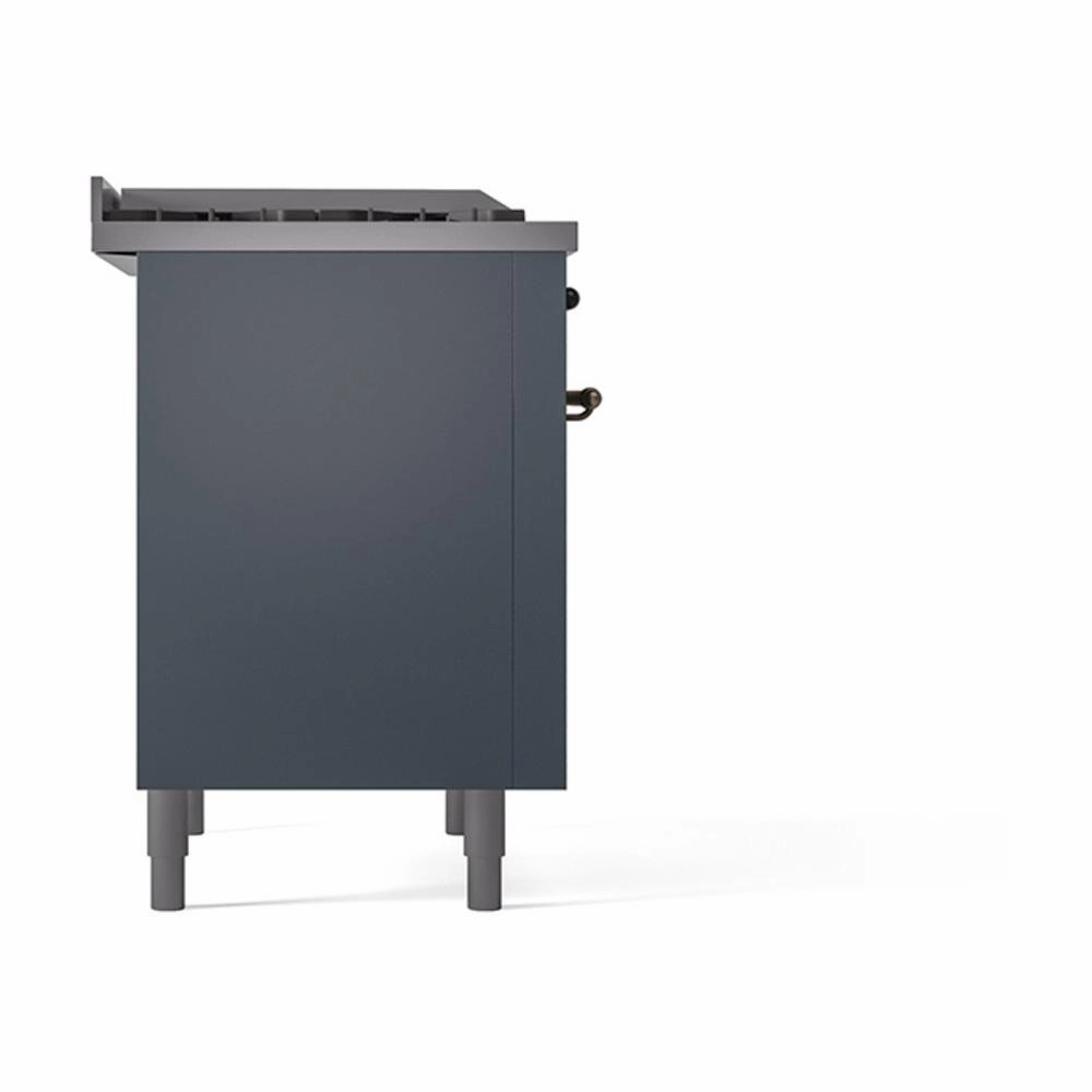Ilve UN36FQNMPBGBLP Ilve Un36Fqnmpbgblp Nostalgie Ii Noblesse 36" Dual Fuel Range (Liquid Propane, Solid Door, Blue Grey, Burnished)