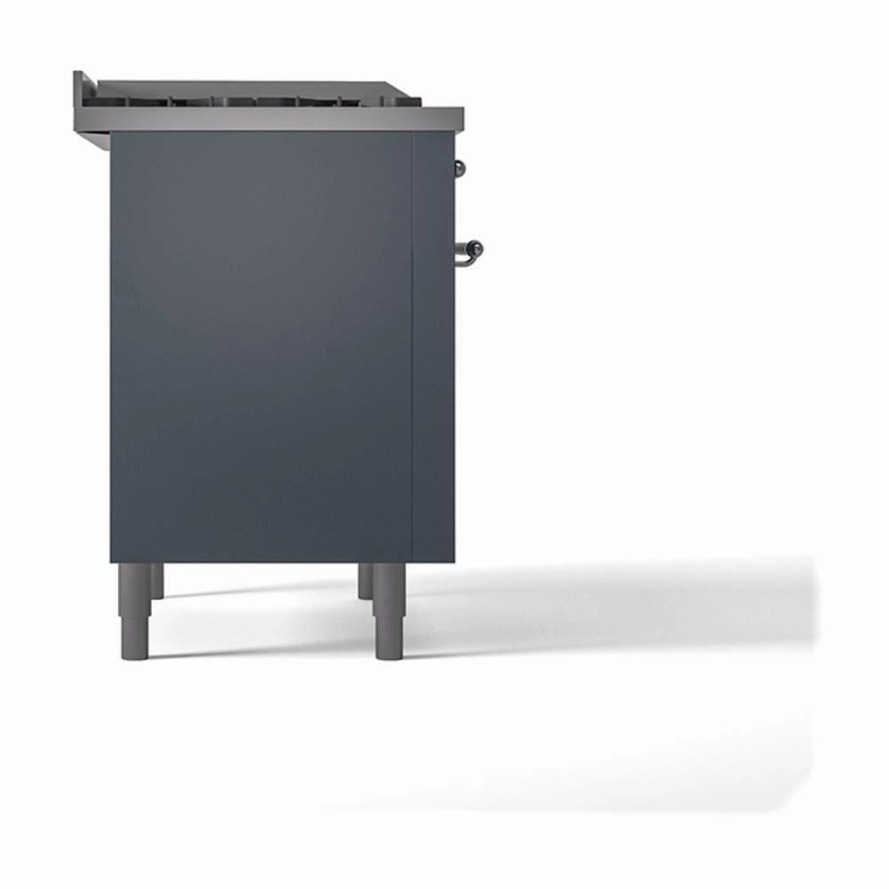 Ilve UN36FQNMPBGC Ilve Un36Fqnmpbgc Nostalgie Ii Noblesse 36" Dual Fuel Range (Natural Gas, Solid Door, Blue Grey, Chrome)