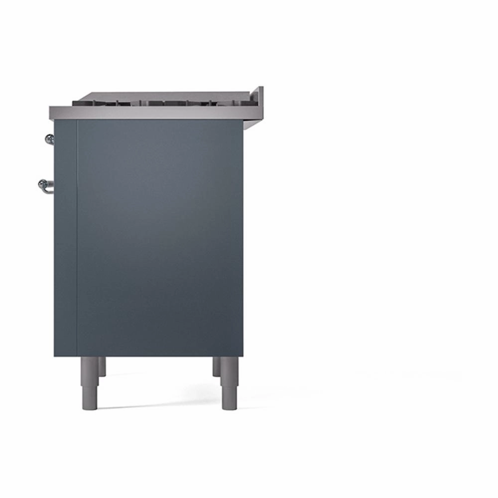Ilve UN36FQNMPBGC Ilve Un36Fqnmpbgc Nostalgie Ii Noblesse 36" Dual Fuel Range (Natural Gas, Solid Door, Blue Grey, Chrome)